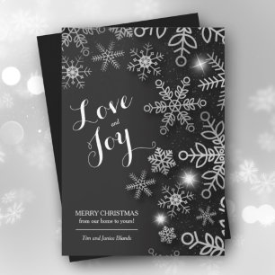 Snowflakes op zwarte kerst, niet-foto feestdagenkaart