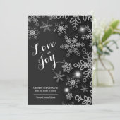 Snowflakes op zwarte kerst, niet-foto feestdagenkaart (Staand voorkant)