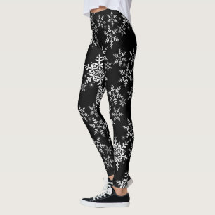 Snowflakes op zwarte winterkerst leggings