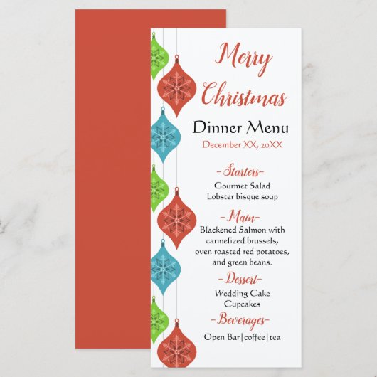 Snowflakes-Ornamenten Menu (Voorkant / Achterkant)