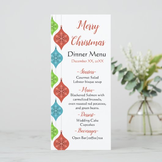 Snowflakes-Ornamenten Menu (Staand voorkant)