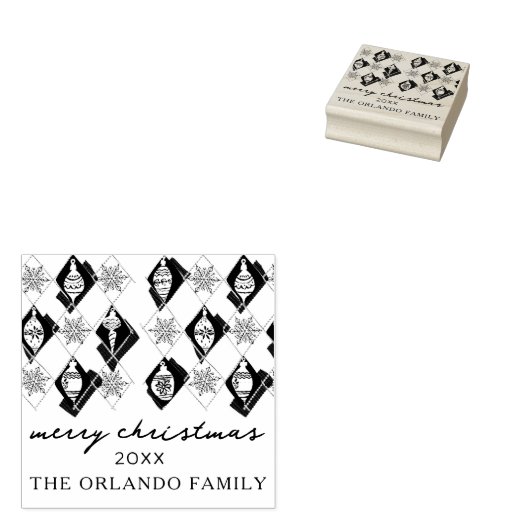Snowflakes Ornamenten vrolijk kerstscript Rubberstempel (Gestempeld)