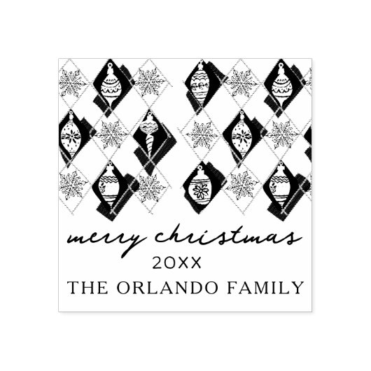 Snowflakes Ornamenten vrolijk kerstscript Rubberstempel (Afrduk)