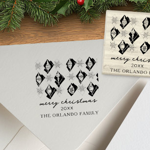 Snowflakes Ornamenten vrolijk kerstscript Rubberstempel