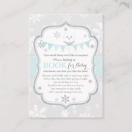 Snowflakes Owl Banner Breng een boekenkaart mee Informatiekaartje (Voorkant)
