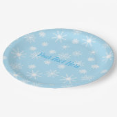 Snowflakes Party Paper Borden met aangepaste tekst Papieren Bordje (Gekanteld)