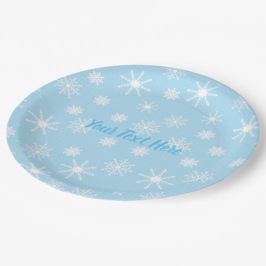 Snowflakes Party Paper Borden met aangepaste tekst Papieren Bordje (Gekanteld)