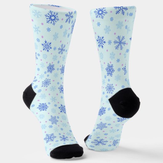 Snowflakes Pastel Blue Baby Blue Snow Stijlvol Sokken (Gebogen)