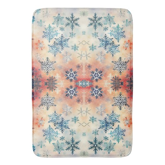 Snowflakes Patroon - Bath Mat (Voorkant Verticaal)