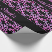 Snowflakes Patroon Black en Roze Kerstmis Cadeaupapier (Hoek)