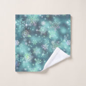  Snowflakes Patroon Blauwgroen ID846 Bad Handdoek (Wasdoekje)