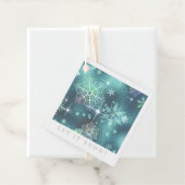 Snowflakes Patroon Blauwgroen ID846 Bedankjes Labels (In situ)