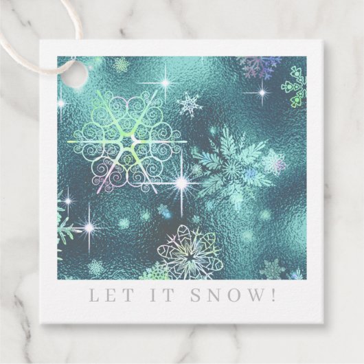 Snowflakes Patroon Blauwgroen ID846 Bedankjes Labels (Voorkant)