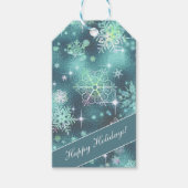  Snowflakes Patroon Blauwgroen ID846 Cadeaulabel (Voorkant)