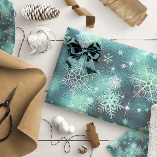Snowflakes Patroon Blauwgroen ID846 Cadeaupapier