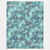  Snowflakes Patroon Blauwgroen ID846 Fleece Deken (Voorkant)