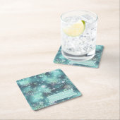 Snowflakes Patroon Blauwgroen ID846 Kartonnen Onderzetters (Insitu)