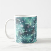  Snowflakes Patroon Blauwgroen ID846 Koffiemok (Links)