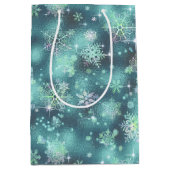  Snowflakes Patroon Blauwgroen ID846 Medium Cadeauzakje (Voorkant)