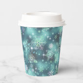  Snowflakes Patroon Blauwgroen ID846 Papieren Bekers (Achterkant)