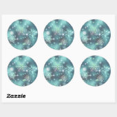  Snowflakes Patroon Blauwgroen ID846 Ronde Sticker (Vel)