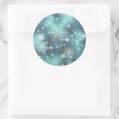  Snowflakes Patroon Blauwgroen ID846 Ronde Sticker (Tas)