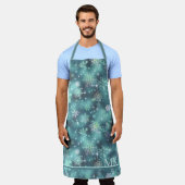  Snowflakes Patroon Blauwgroen ID846 Schort (Gedragen)