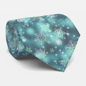 Snowflakes Patroon Blauwgroen ID846 Stropdas (Opgerold)
