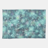  Snowflakes Patroon Blauwgroen ID846 Theedoek (Horizontaal)