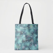  Snowflakes Patroon Blauwgroen ID846 Tote Bag (Voorkant)
