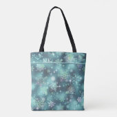  Snowflakes Patroon Blauwgroen ID846 Tote Bag (Achterkant)