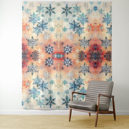 Snowflakes Patroon - Bosbouw Wandkleed (In situ)