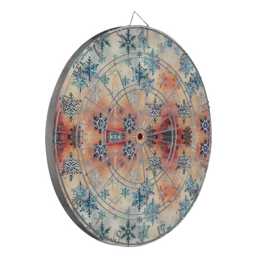 Snowflakes Patroon - Dart Board Dartbord (Voorkant Links)
