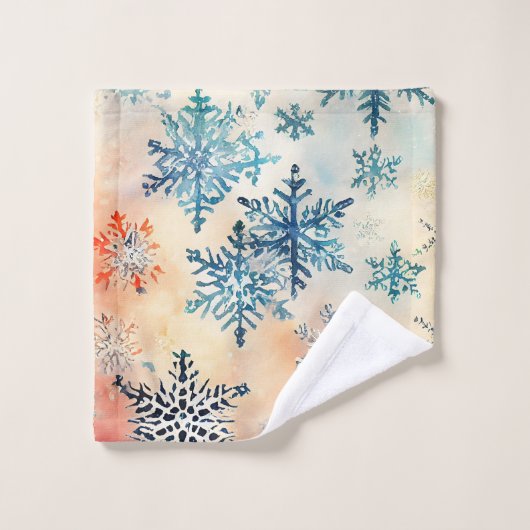  Snowflakes Patroon - Dataset Bad Handdoek (Wasdoekje)