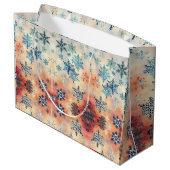 Snowflakes Patroon - Gift Bag Groot Cadeauzakje (Achterkant Gekanteld)