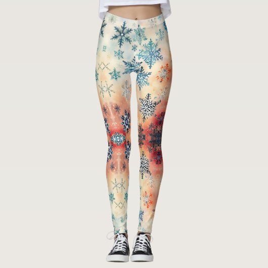 Snowflakes Patroon - Leggings (Voorkant)
