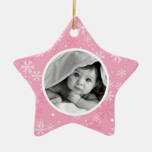 Snowflakes Patroon met kerstmis Keramisch Ornament (Voorkant)