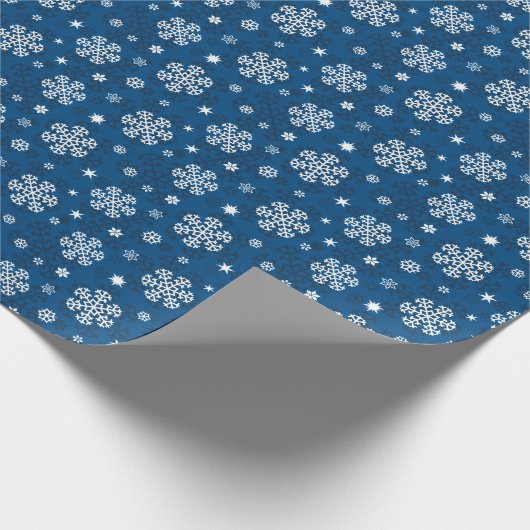 Snowflakes Patroon op blauw Cadeaupapier (Hoek)