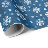Snowflakes Patroon op blauw Cadeaupapier (Rol Hoek)