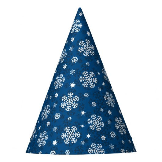 Snowflakes Patroon op blauw Feesthoedjes (Voorkant)