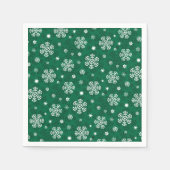 Snowflakes Patroon op Cadmium Green Napkins Servet (Voorkant)