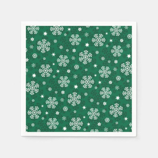 Snowflakes Patroon op Cadmium Green Napkins Servet (Voorkant)