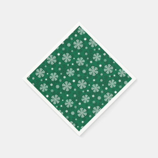 Snowflakes Patroon op Cadmium Green Napkins Servet (Hoek)