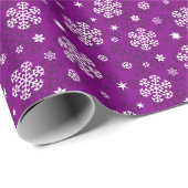 Snowflakes Patroon op Paars Cadeaupapier (Rol Hoek)