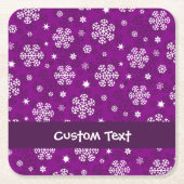 Snowflakes Patroon op Paars Kartonnen Onderzetters (Voorkant)