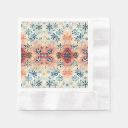 Snowflakes Patroon - Papier Napkins Servet (Voorkant)