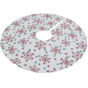 Snowflakes Patroon - Rood en Groen op Zilver Grey Kerstboom Rok