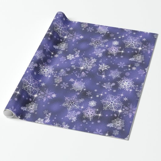  Snowflakes Patroon Violet ID846 Cadeaupapier (Uitgerold)