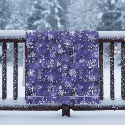 Snowflakes Patroon Violet ID846 Fleece Deken