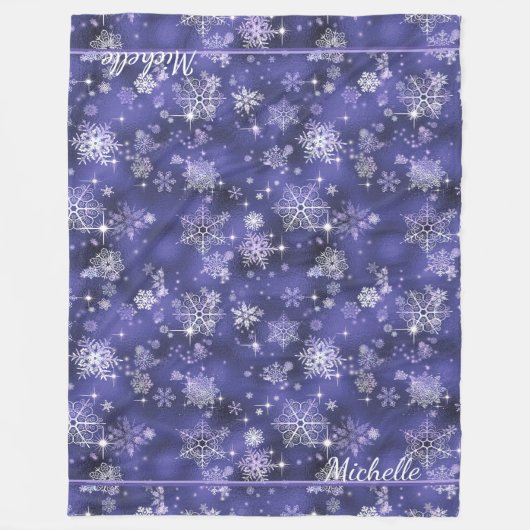  Snowflakes Patroon Violet ID846 Fleece Deken (Voorkant)